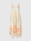 Missoni Long Cover-up Dress In Printed Tulle With Scarf Bottom In Multicoloured