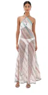Missoni Multicolor Sleeveless Dress With Halterneck And Faded Effect In Viscose Blend Woman In Multicolor