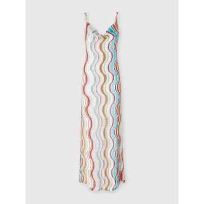 Missoni Long Cover-up Dress With Lamé Wave Motif In Multicoloured