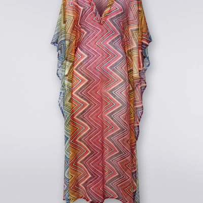 Missoni Long Cover Up Multicolor Chevron In Pink