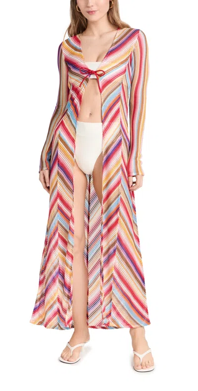 MISSONI LONG COVER UP MULTICOLOR RED STRIPES