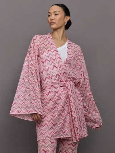 Missoni Metallic Belted Short Kaftan In Pink