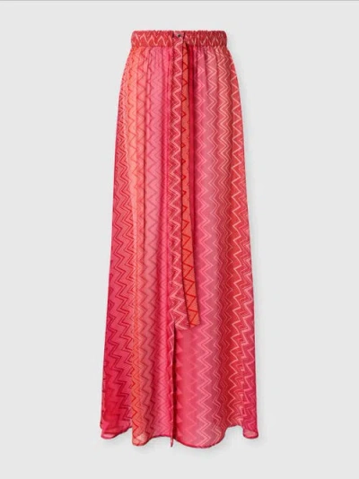Missoni Long Covered Up Skirt In Printed Silk With Front Closure