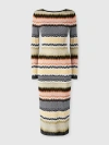 Missoni Long Crew Neck Dress With Chevron Pattern In Multi