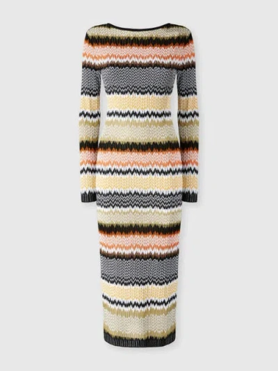 MISSONI MISSONI LONG CREW NECK DRESS WITH CHEVRON PATTERN