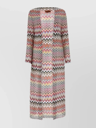 MISSONI LONG-CUT CARDIGAN WITH 3/4 SLEEVES AND ROUND NECK