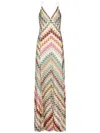Missoni Multicolor Long Dress With V Neck And All-over Zig-zag Motif In Viscose Woman
