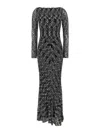 Missoni Long Double Layer Boat Neck Dress Dresses Multicolor In Black
