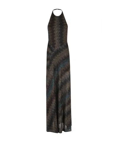 Missoni Halter Neck Snake-print Maxi Dress In Black