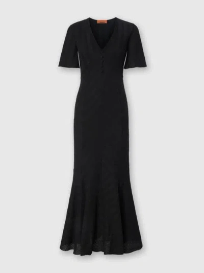Missoni Long Dress In Cotton And Zigzag Viscose With Flared Hem