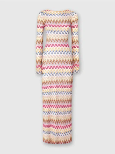 MISSONI MISSONI LONG DRESS IN LAMÉ VISCOSE LACE WITH OPEN BACK