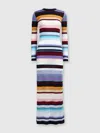 Missoni Wool Blend Long Sleeve Knit Maxi Dress In Multicoloured