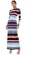 Missoni Wool Blend Long Sleeve Knit Maxi Dress In Lilac, Pink, Light-blue