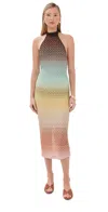 Missoni Multicolor Sleeveless Dress With Halterneck And Faded Effect In Viscose Blend Woman In Multi Brown/green/light Blue