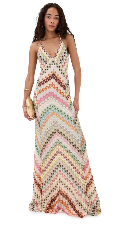 Missoni Long Dress Multi Green/pink/brown