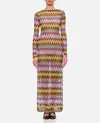 Missoni Multicolor Long Dress With All-over Zig Zag Motif In Fabric Woman In Multicolor