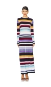 Missoni Wool Blend Long Sleeve Knit Maxi Dress In Multicolor Lilac  Pink & Light Blue