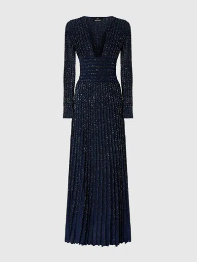 Missoni Long Dress With Deep Neckline And Sequins In Blue