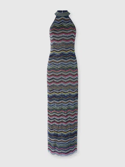 Missoni Long Dress With Halterneck And Sequins In Gray