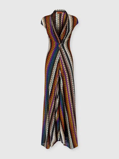 MISSONI LANGES KLEID MIT KNOTEN UND AUSSCHNITT