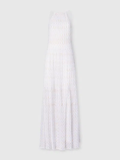 Missoni Long Dress With Lace Motif And Open Back In White