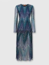 Missoni Long Dress With Partial Zigzag Pattern In Multicoloured