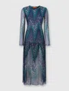 Missoni Long Dress With Partial Zigzag Pattern In Multicoloured