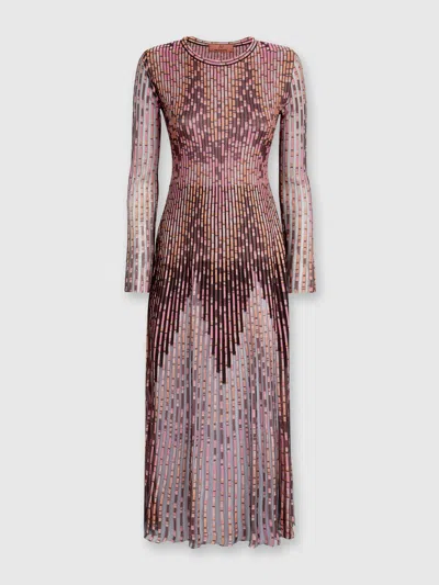 Missoni Long Dress With Partial Zigzag Pattern In Multicoloured