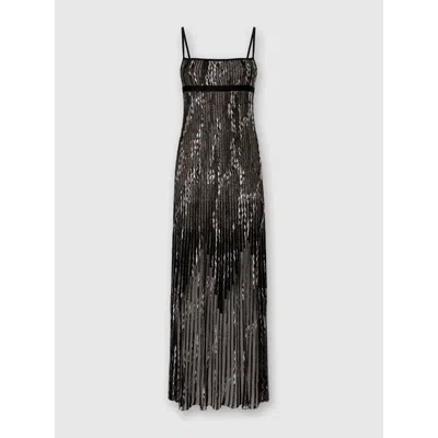 MISSONI MISSONI LONG DRESS WITH PLEATED ZIGZAG PATTERN