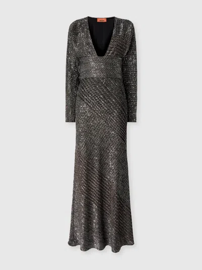 Missoni Long Dress With Sequins In Green