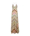 Missoni Multicolor Long Dress With V Neck And All-over Zig-zag Motif In Viscose Woman In Multicolour