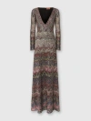 Missoni Long Dress With V-neck And Zigzag Pattern In Multi