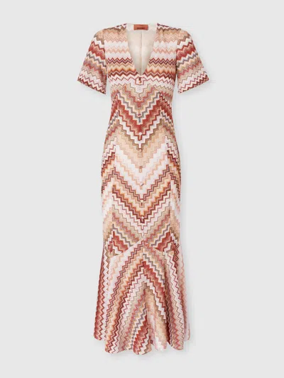 Missoni Langes Ausgestelltes Kleid Mit Lamé-zick-zack-muster In Multicoloured