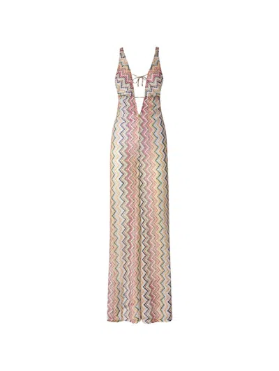 Missoni Zigzag-knit Jumpsuit In Brown