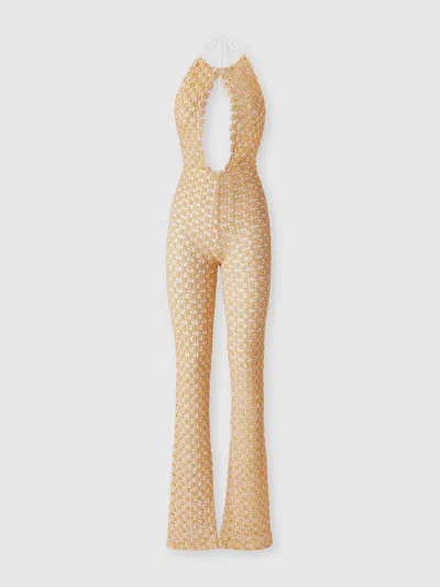 Missoni Langes Kleid Mit Tropfen-ausschnitt Und Cut-out-detail In Beige