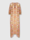 Missoni Long Kaftan In Printed Cotton And Silk Blend In Multicoloured