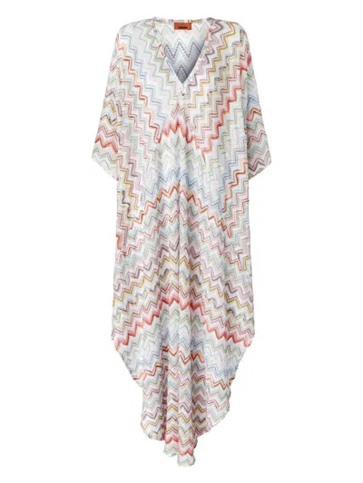 MISSONI MISSONI LONG KAFTAN WITH 3D ZIG-ZAG LAMÉ AND BATWING SLEEVES