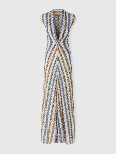 Missoni Long Lace Dress With Knot Detail In Multi