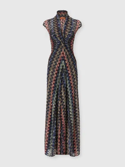 Missoni Long Lace Dress With Knot Detail In Multi