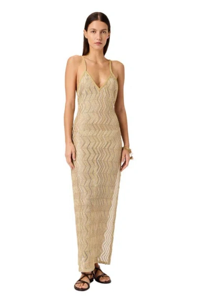 Missoni Long Mesh Cover-up With Zigzag Pattern And Sequins In Neutral