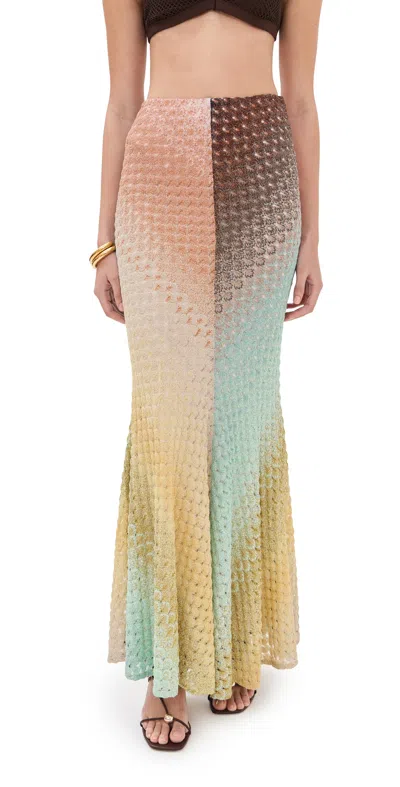 Missoni High Waist Long Lace Skirt In Multicolor