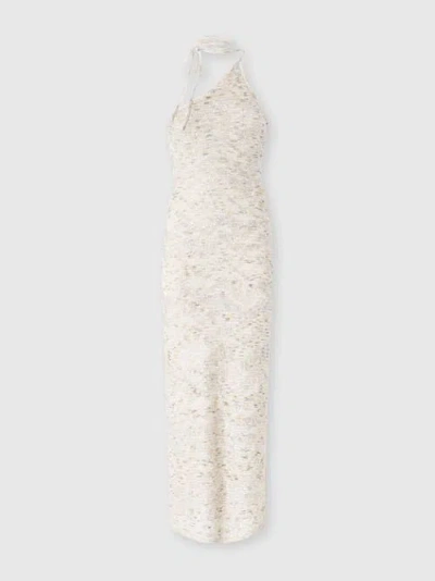 MISSONI MISSONI LONG ONE-SHOULDER DRESS IN SLUB KNIT WITH SEQUINS
