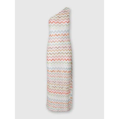 Missoni Long One-shoulder Dress With 3d Zig Zag Lamé