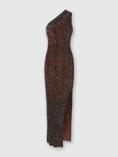 MISSONI LANGES ONE-SHOULDER-RIPPKLEID MIT PAILLETTEN UND SCHLITZ