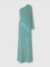 Missoni Long One-shoulder Zigzag Dress With Sequins And Fringes In Multicoloured
