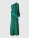 Missoni Long One-shoulder Zigzag Dress With Sequins And Fringes In Multicoloured