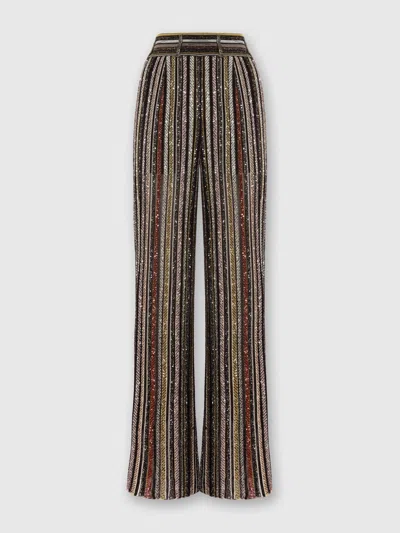 Missoni Long Pants In Herringbone Stripe Knit In Multi