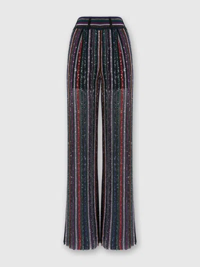 MISSONI LONG PANTS IN HERRINGBONE STRIPE KNIT