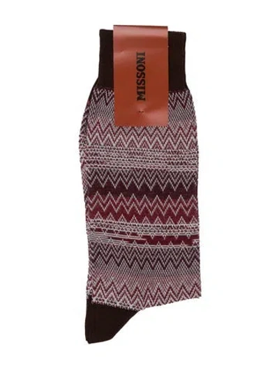 Pre-owned Missoni Long Pattered Socks In Brown