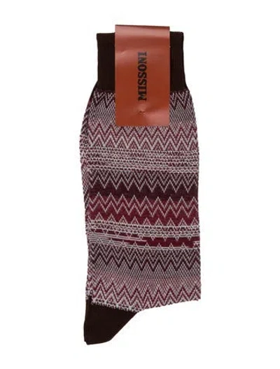 Pre-owned Missoni Long Patterned Socks In Brown